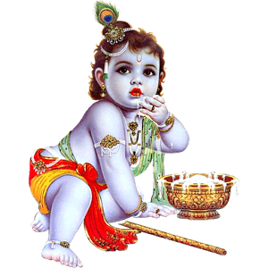 God Krishna with butter and flute PNG